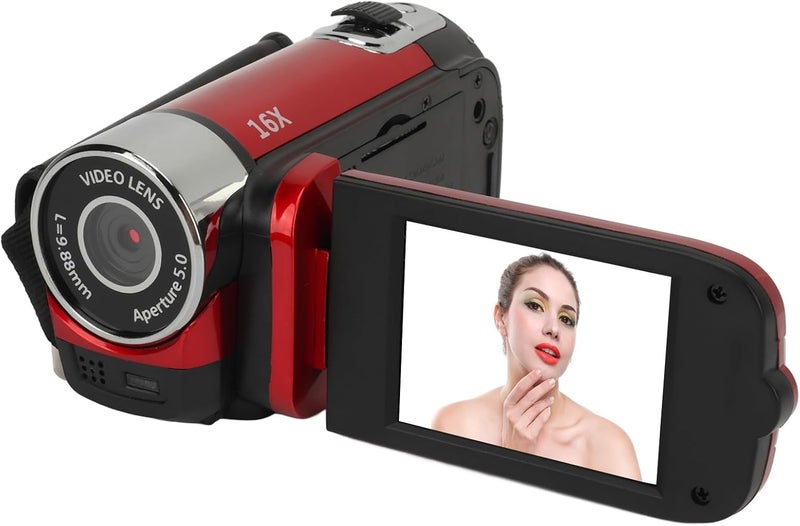 Bewinner D90 Digital Video Camera - 1080P 16MP Handheld Video Camcorder 16x Digital Zoom Video Camera with 2.7in TFT Rotatable Screen, HD Video Recorder Camera with Fill Light (Red) - Image 1